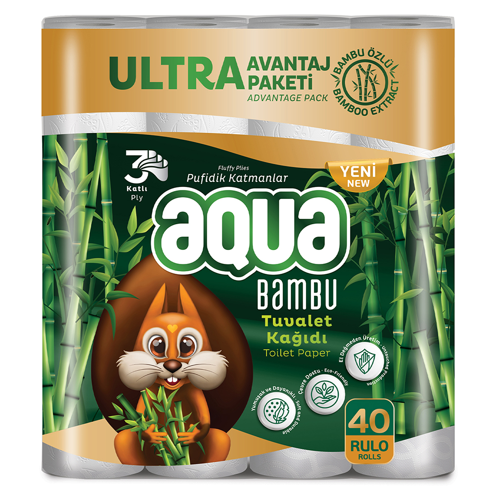 AQUA BAMBULU TUVALET KAĞIDI 3 KATLI 40 LI