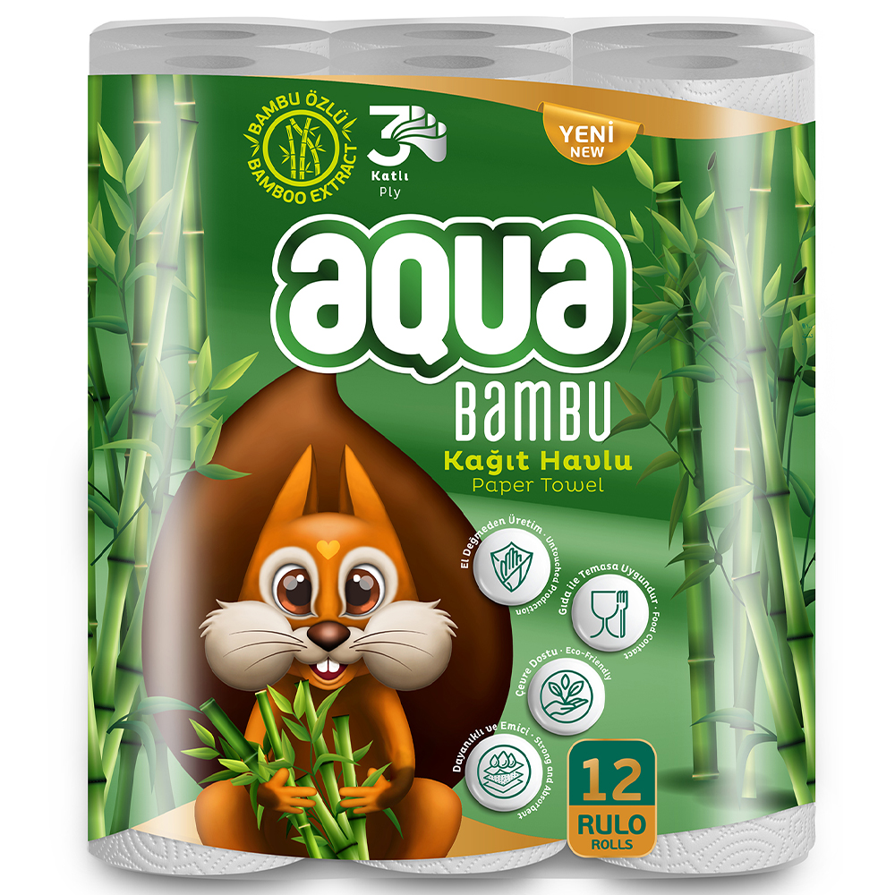 AQUA BAMBULU KAĞIT HAVLU 3 KATLI 12 LI