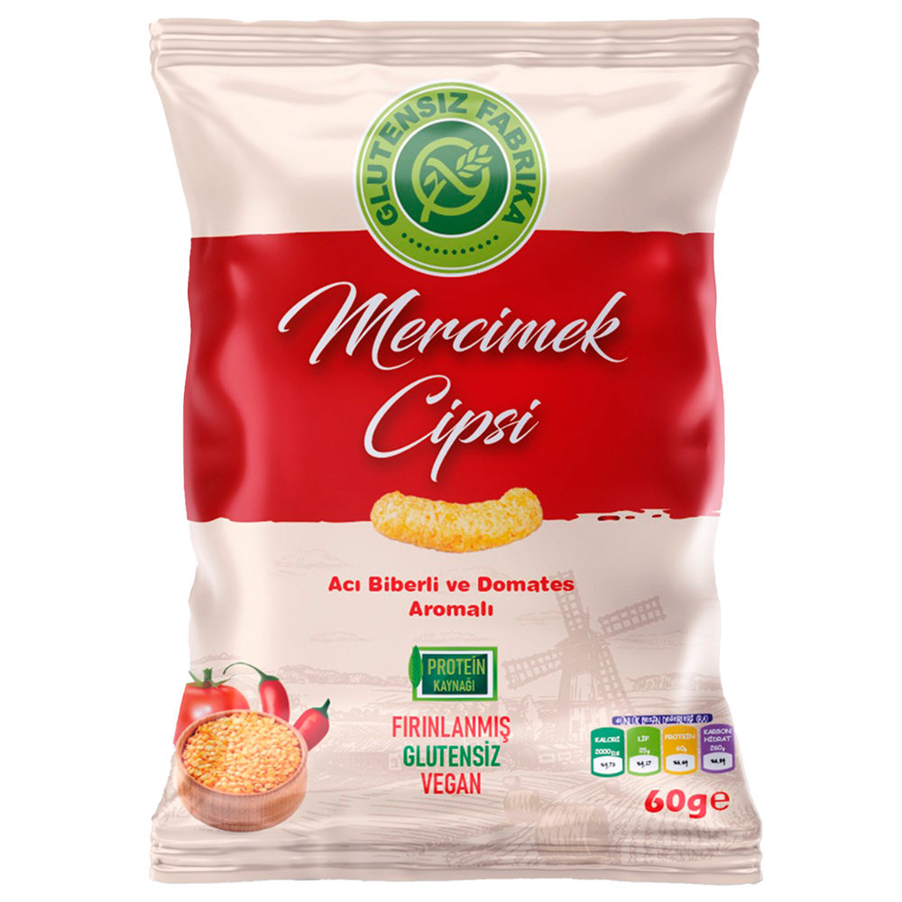 GLUTENSİZ FABRİKA ACI BİBER DOMATESLİ MER. CİPS