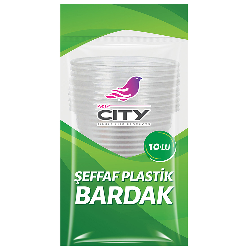 NEW CİTY ŞEFFAF PLASTİK BARDAK 10 LU