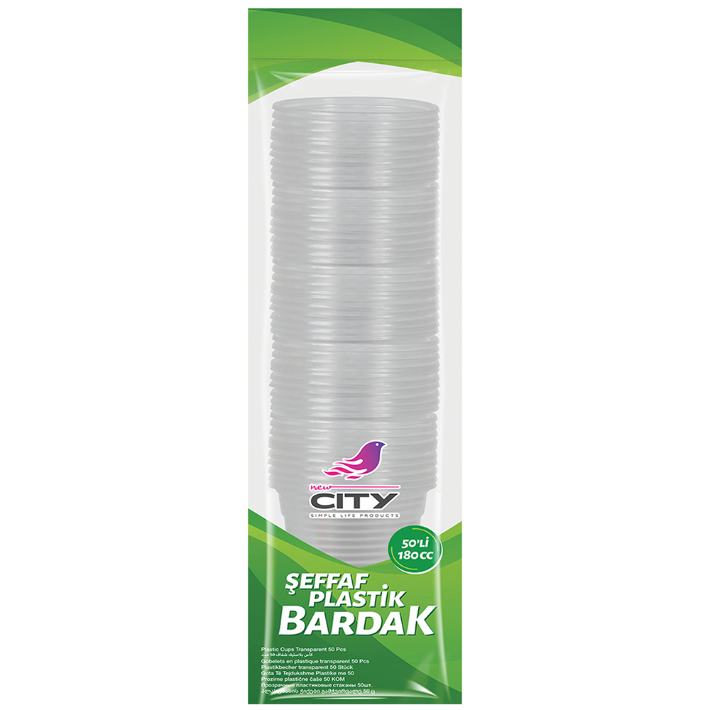 NEW CİTY ŞEFFAF PLASTİK BARDAK 50 Lİ