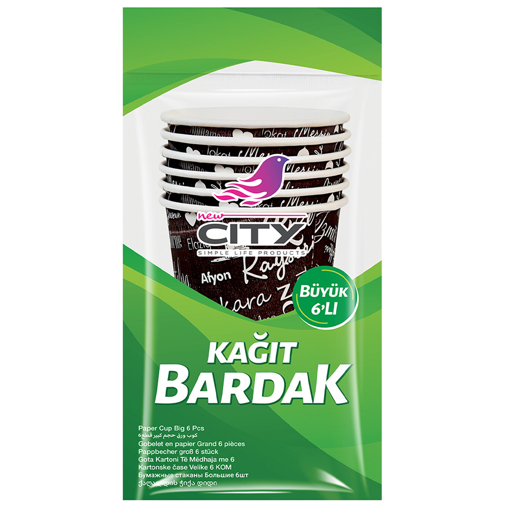 NEW CİTY KAĞIT BARDAK BÜYÜK 6 LI