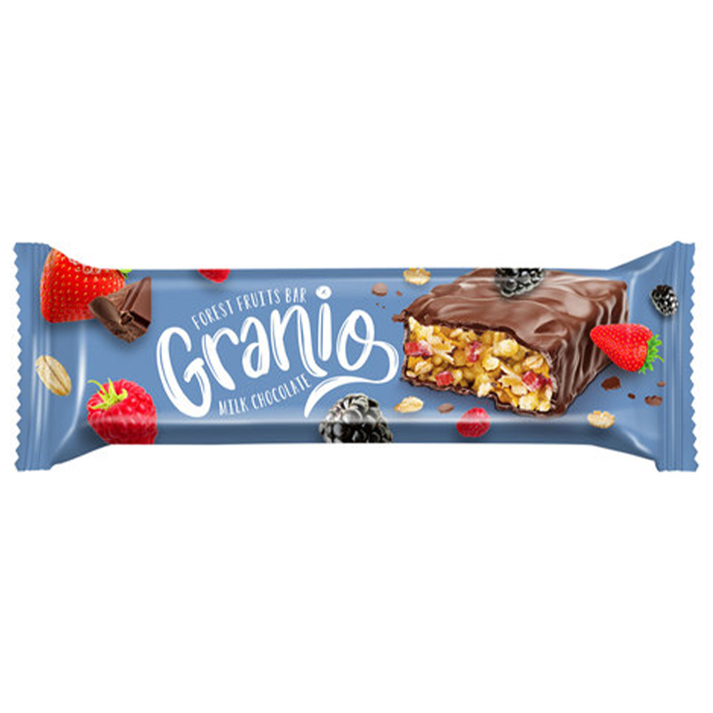GRANİO KIRMIZI MEYVELİ  ÇİKOLATA KAPLAMALI BAR
