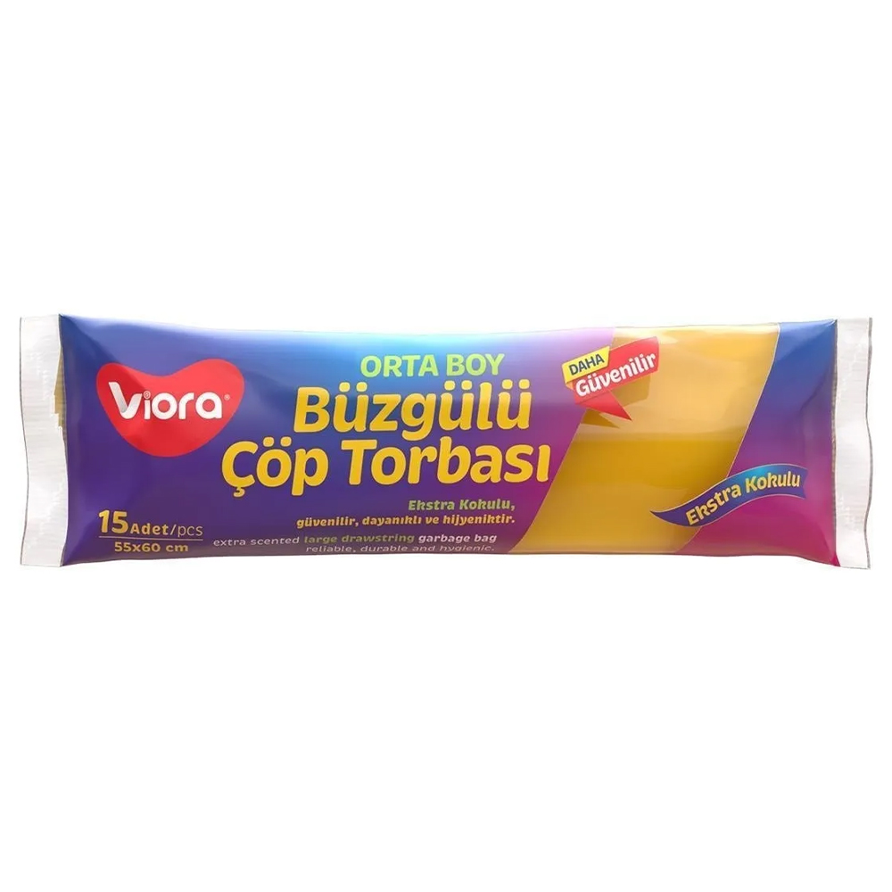 VİORA BÜZGÜLÜ ÇÖP POŞETİ ORTA 15'LI
