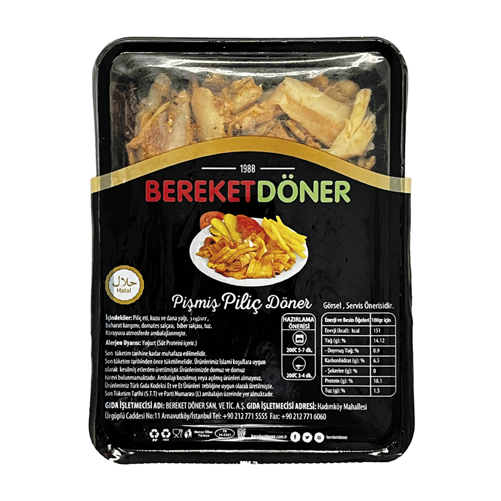 BEREKET PİŞMİŞ DONUK PİLİÇ DÖNER