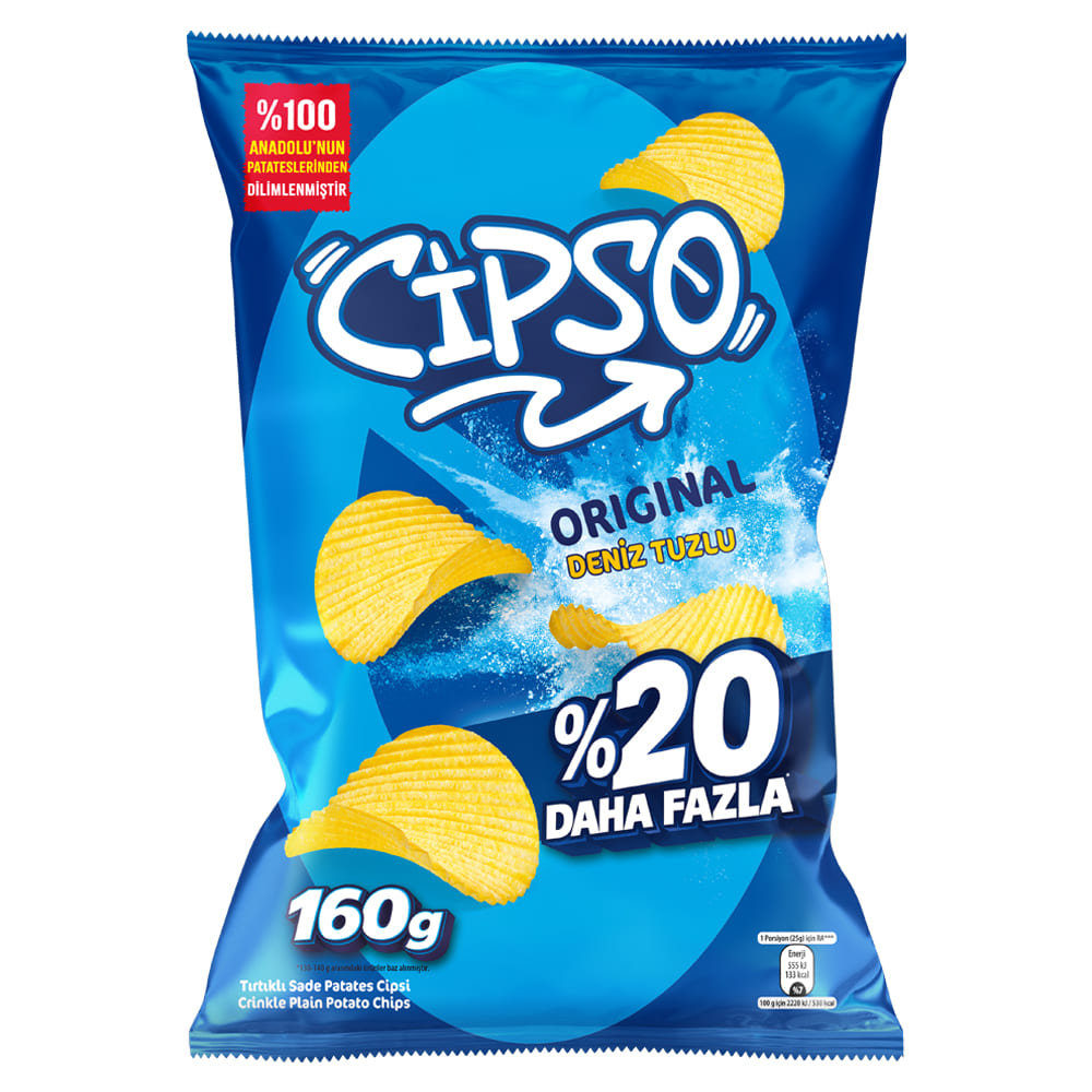 CİPSO TIRTIKLI ORİGİNAL DENİZ TUZLU PAT. CİPSİ160G