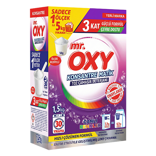 MR. OXY KONSANTRE TOZ DETERJAN RENKLİLER 1,5 KG