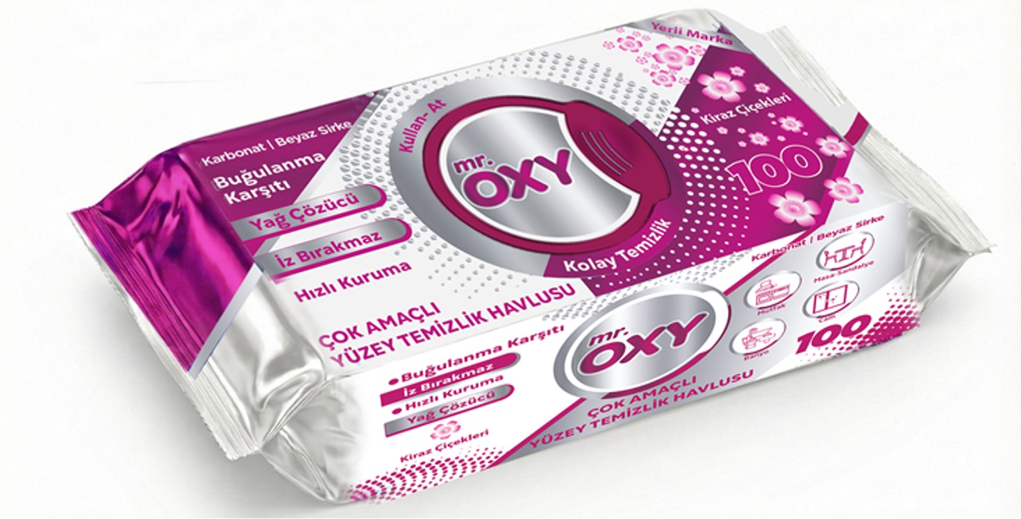 MR OXY YÜZEY TEMİZ. HAVLUSU KİRAZ ÇİÇEKLERİ 100 LÜ