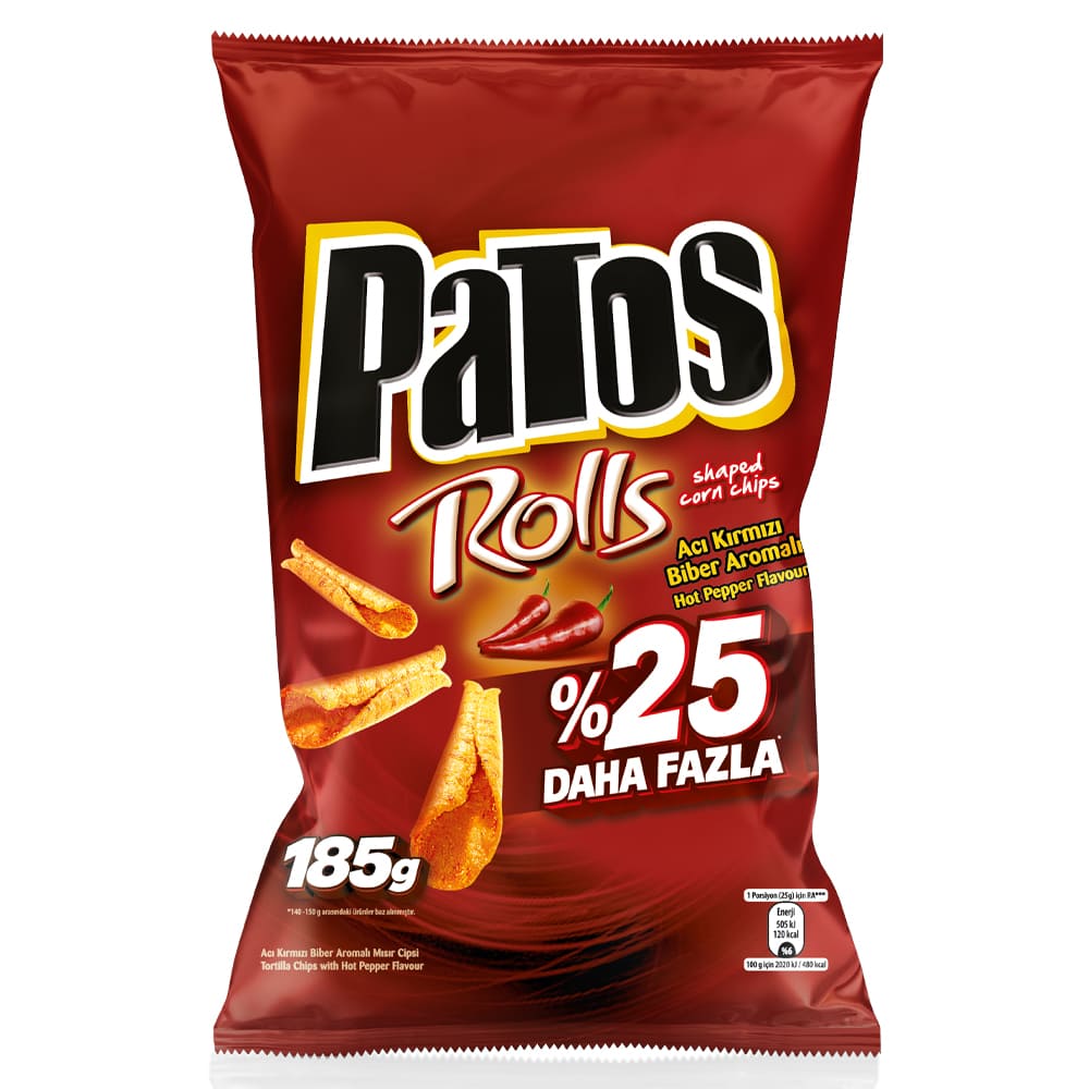 PATOS ROLLS ACI K. BİBER AROM. MISIR CİPSİ 185 G